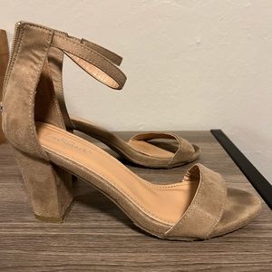 Beige suede heels
